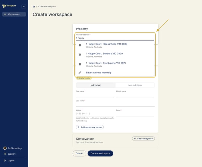 Create workspace 2